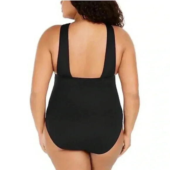 Michael-Michael Kors Black Keyhole One-Piece Swimsuit sz 22 W - Picture 12 of 14